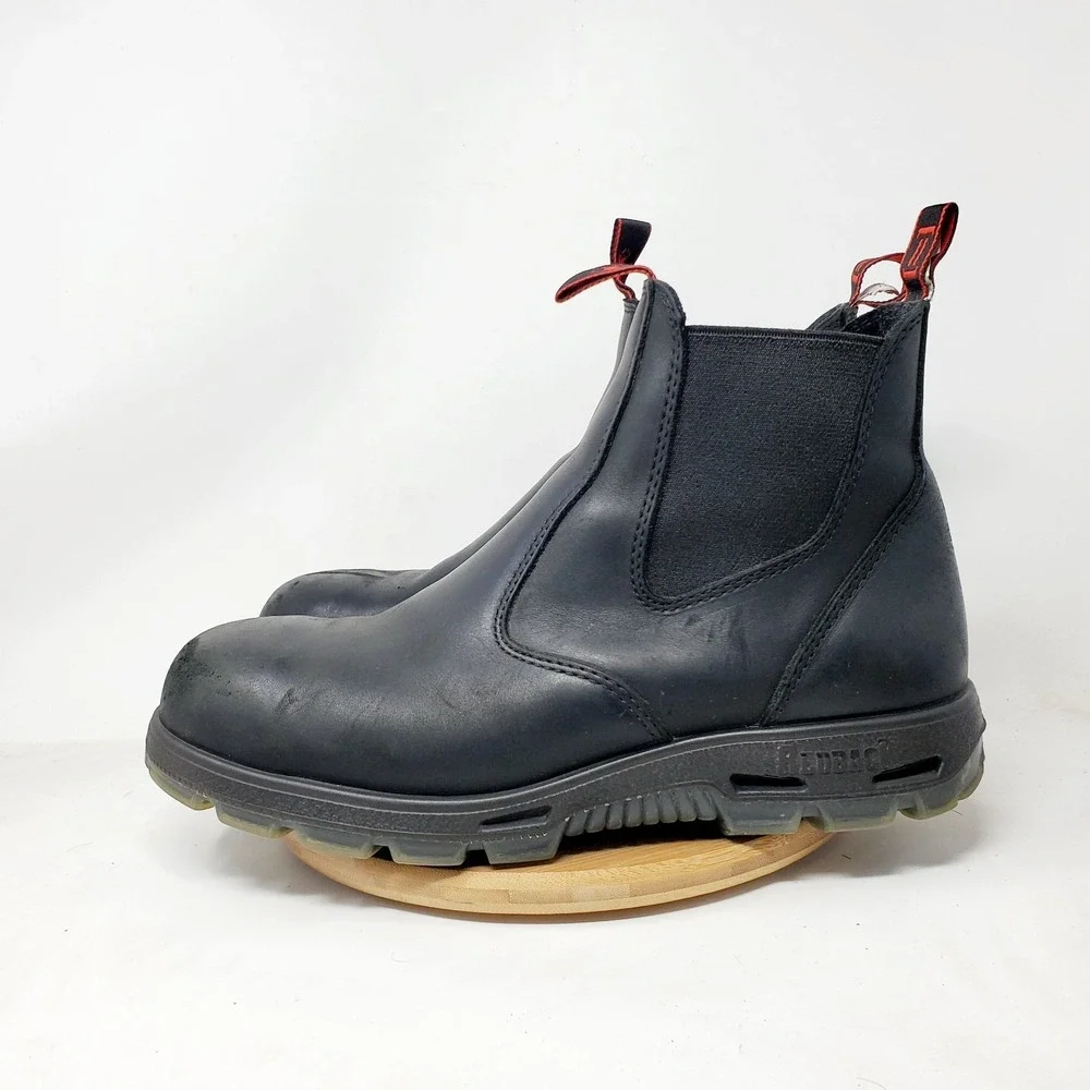 Redback Boots Mens 12 Chelsea Black Leather Safety Toe Work Casual Shoes